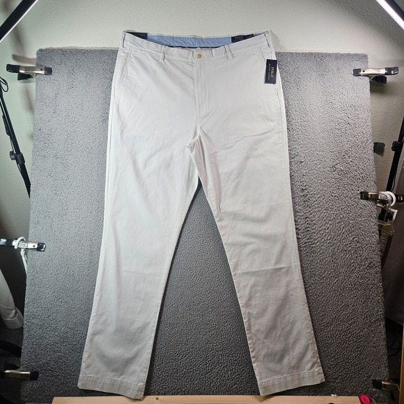 $125 NWT Polo Ralph Lauren Chino Pants Men‎ 42 x 36 Stretch Flat Front White
